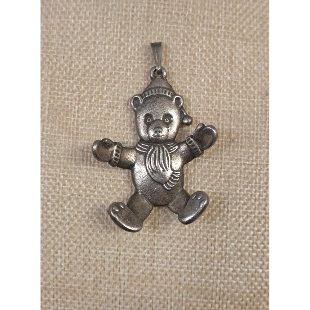 Large Vintage Gorham 1986‎ Christmas Teddy Bear Pendant